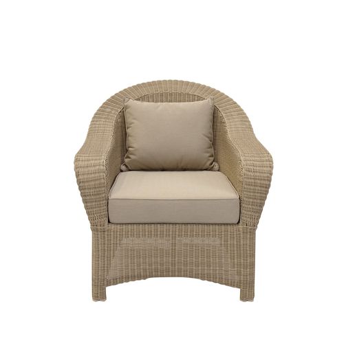 Moderner Kaminsessel - COLONIAL - Tectona - Sunbrella® / geflochtenes Harz / beige