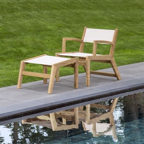 Klassischer Fußschemel - SOUTHAMPTON - Tectona - Batyline® / Teakholz / für Garten