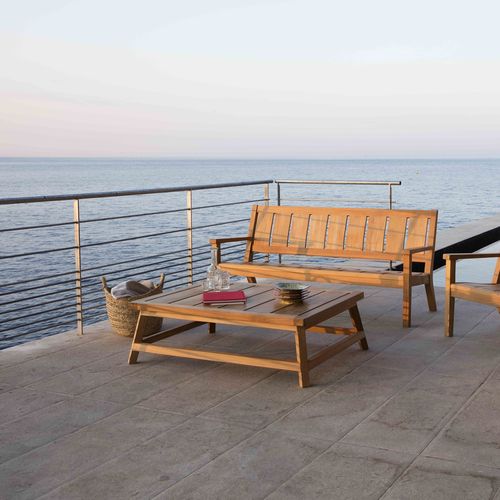 Moderner Couchtisch - EXETER - Tectona - Teakholz / Gestell aus Teakholz / rechteckig