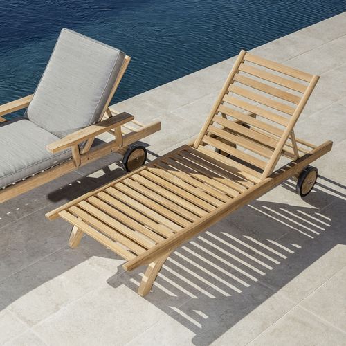 Klassische Sonnenliege - CAMARAT XL - Tectona - Batyline® / Sunbrella® / Teakholz