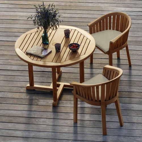 Moderner Sessel - EXETER - Tectona - Stoff / Teakholz / mit abnehmbarem Kissen