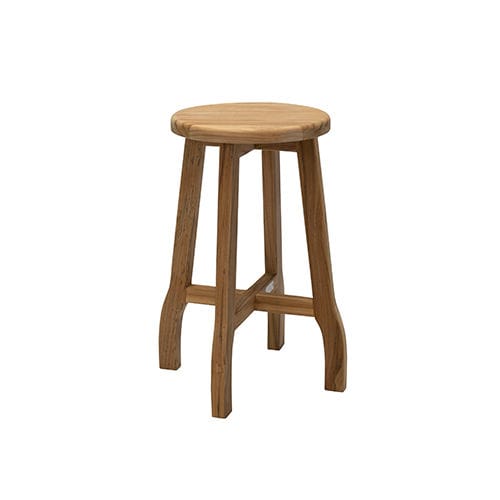 Moderner Hocker - Exeter - Tectona - Teakholz / Gestell aus Holz / rund