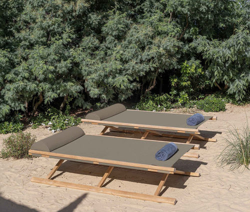 Moderne Sonnenliege - Copacabana - Tectona - Batyline® / Teakholz / für Gewerbegebrauch