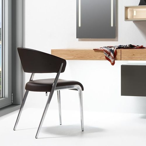 Moderner Stuhl - S 500 - hülsta - für den Innenraum / Leder / Gestell aus rostfreiem Edelstahl