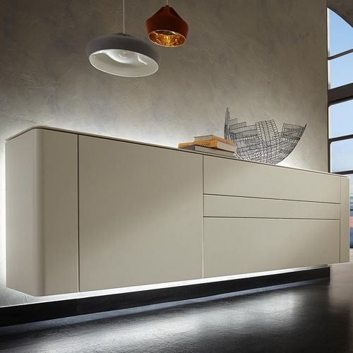 Wandmontiertes Sideboard - GENTIS - hülsta - modern / Leder / lackiertes Holz