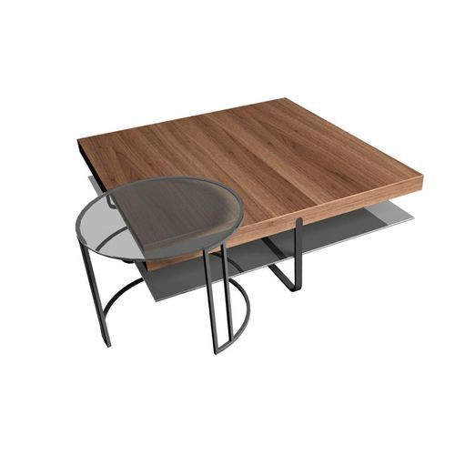 Moderner Couchtisch - CT 240 - hülsta - Glas / Holz / Gestell aus Metall
