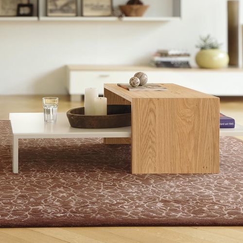 Moderner Couchtisch - CT 14 - hülsta - Glas / lackiertes Holz / Natureiche