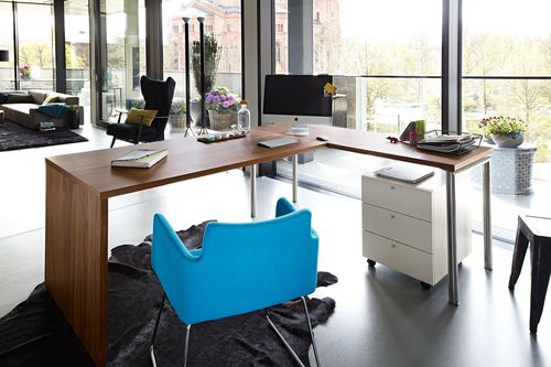 Bodenstehender Schreibtisch - B180 - hülsta - modern / Natureiche / für Eckeinbau