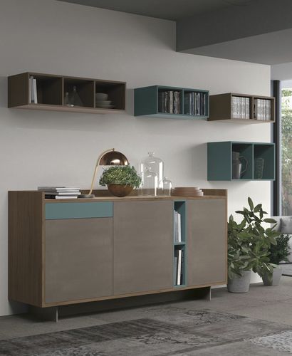 Modernes Sideboard - CLOVER - CUCINE LUBE - Holz / mit Regal / modular