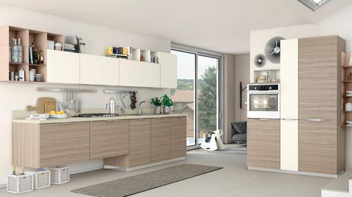 Moderne Küche - IMMAGINA - CUCINE LUBE - Holzfurnier / mit Griffen / lackiert