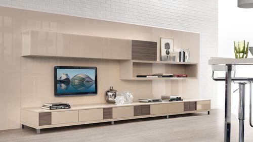 Moderne Wohnwand - CREATIVA - CUCINE LUBE - Holz / lackiertes Holz