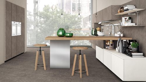 Moderne Küche - OLTRE - CUCINE LUBE - Holz / Aluminium / ohne Griff