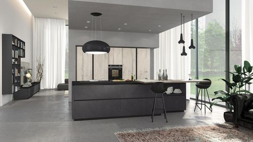 Moderne Küche - OLTRE - CUCINE LUBE - Holz / Aluminium / Kochinsel