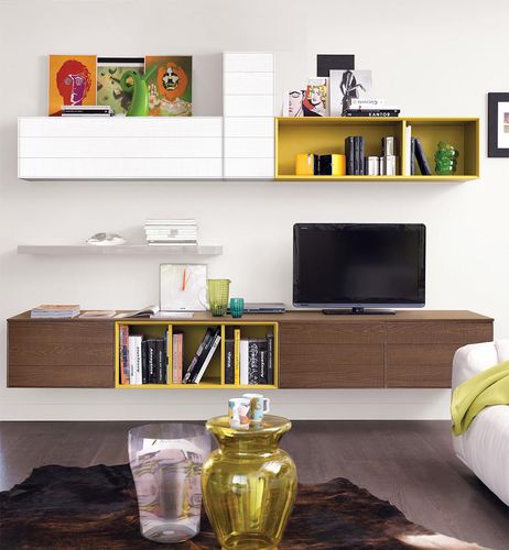 Moderne Wohnwand - ADELE - CUCINE LUBE - lackiertes Holz