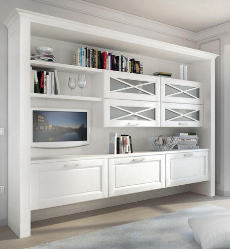 Wandmontiertes Bücherregal - AGNESE - CUCINE LUBE - klassisch / Holz / weiß