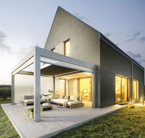Selbsttragende Pergola - VELVET - Gibus SPA - angebaut / Aluminium / extrudiertes Aluminium