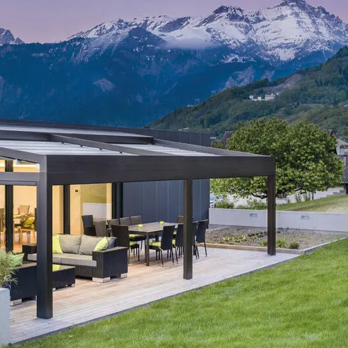 Angebaute Pergola - MONTHEY - SWITZERLAND - Gibus SPA - Metall / Glas / maßgefertigt