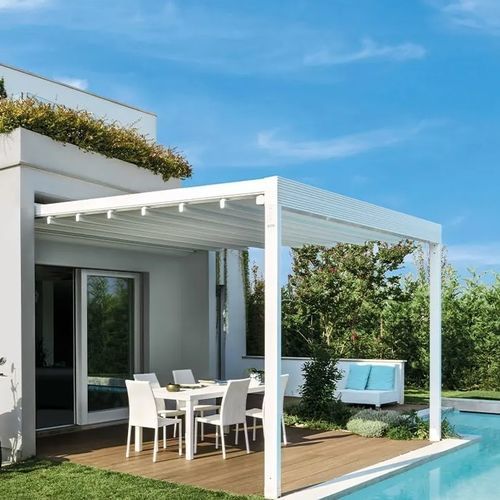 Angebaute Pergola - ABANO TERME - PADOVA - Gibus SPA - Metall / Glas / mit Sonnenschutzlamellen