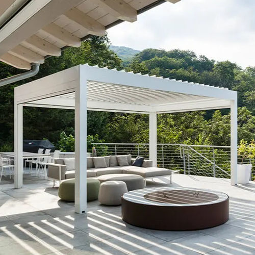 Selbsttragende Pergola - STRESA - ITALY - Gibus SPA - Aluminium / Glas / mit Sonnenschutzlamellen