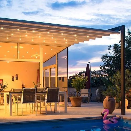 Angebaute Pergola - GRAZ - AUSTRIA - Gibus SPA - Metall / mit Sonnenschutzlamellen / maßgefertigt