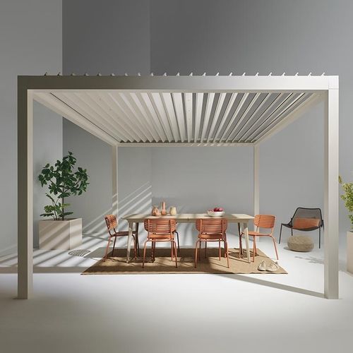 Selbsttragende Pergola - MOVIE - Gibus SPA - angebaut / Metall / mit orientierbaren Lamellen