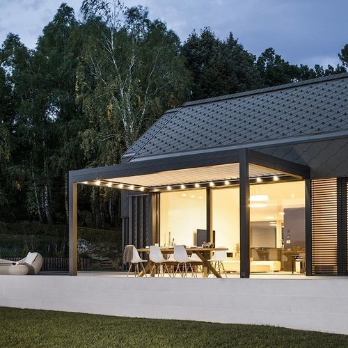 Selbsttragende Pergola - TWIST - Gibus SPA - angebaut / extrudiertes Aluminium / mit orientierbaren Lamellen