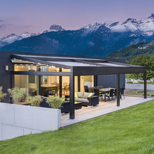 Selbsttragende Pergola - QUADRA - Gibus SPA - angebaut / aus lackiertem Aluminium / thermolackiertes Aluminium