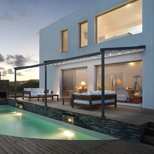 Selbsttragende Pergola - VIVA - Gibus SPA - angebaut / aus lackiertem Aluminium / PVC