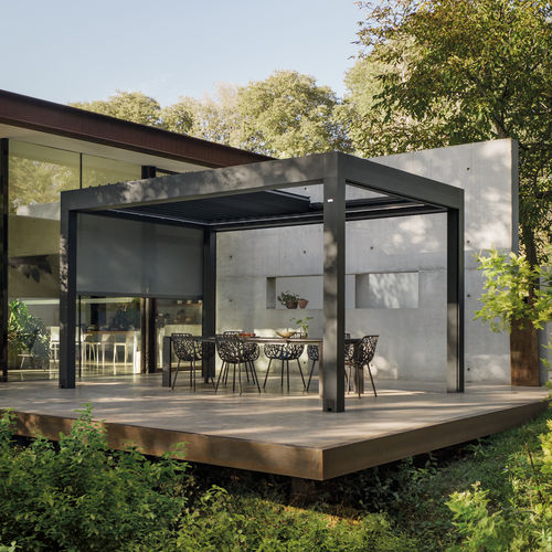 Selbsttragende Pergola - VELVET PLUS - Gibus SPA - angebaut / extrudiertes Aluminium / Glas