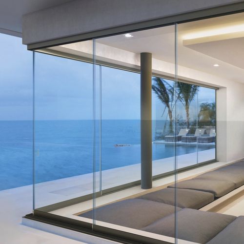 Glasschiebetür - GLISSE - Gibus SPA - mit Sicherheitsglas / mit Edelstahlstruktur / Aluminiumstruktur
