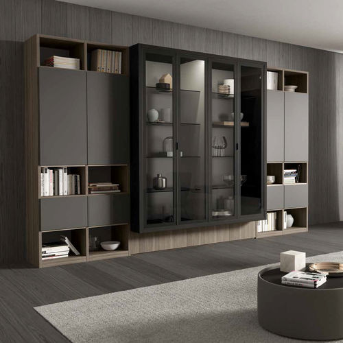 Moderne Wohnwand - ALCOVA - TUMIDEI - lackiertes Holz / lackiertes Aluminium