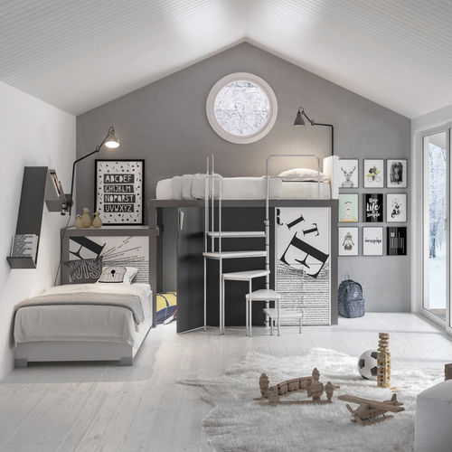 Weißes Kinderzimmer - 308 - TUMIDEI - grau / melaminbeschichtet / anodisiertes Aluminium