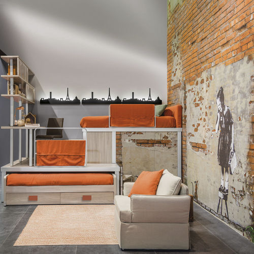 Oranges Kinderzimmer - 309 - TUMIDEI - grau / melaminbeschichtet / anodisiertes Aluminium