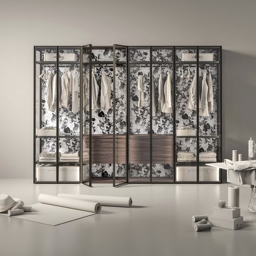 Moderner Kleiderschrank - CRISTAL - TUMIDEI - Glas / Aluminium / mit Schwingtür