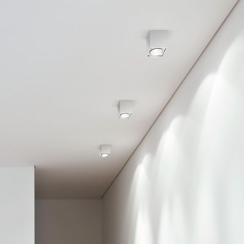 Moderne Deckenleuchte - TWO - PANZERI - quadratisch / Aluminium / LED