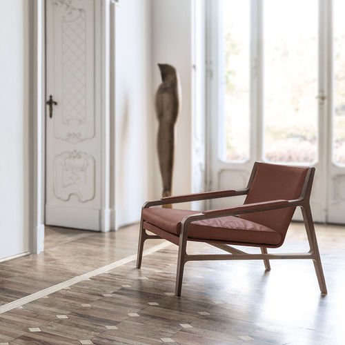 Moderner Sessel - MARGOT - ALIVAR - Stoff / Leder / Nussbaum