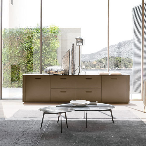 Hohes Sideboard - Tratto - ALIVAR - modern / Eiche / lackiertes MDF