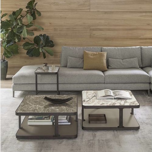 Moderner Couchtisch - Toledo - ALIVAR - MDF / Marmor / Gestell aus Nussbaum