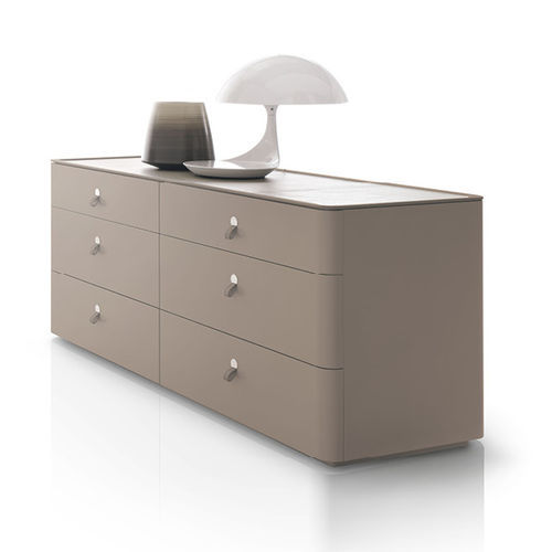 Moderne Kommode - Kube - ALIVAR - Eiche / lackiertes MDF / Leder