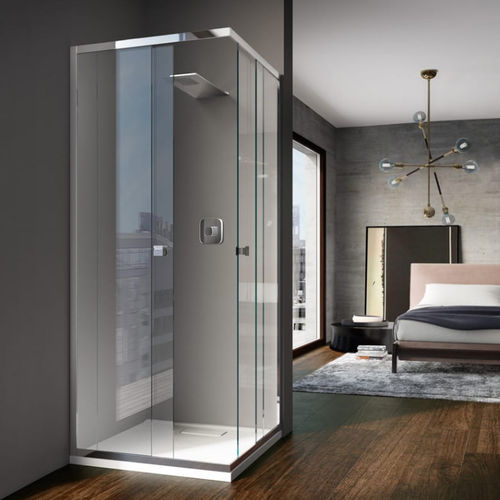 Hydromassagekabine für Eckeinbau - SIPARIO - GRUPPO TREESSE - Glas / gehärtet