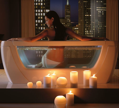Freistehende Badewanne - VISION MTS - GRUPPO TREESSE - Acryl / Glas / Wassermassage
