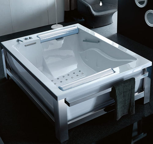 Freistehende Badewanne - BIS ONE STEEL - GRUPPO TREESSE - Stahl / doppelt / Wassermassage