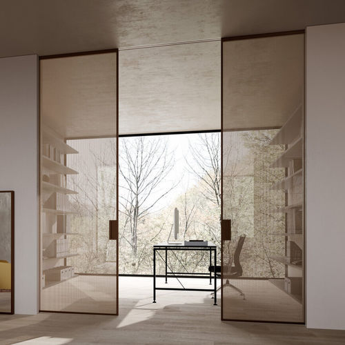 Tür für Innenbereich - LINEA - LINVISIBILE - Glas / Hartglas / Aluminium