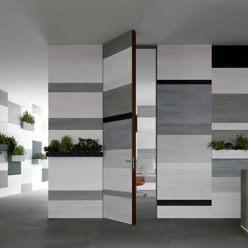 Tür für Innenbereich - INFINITO 10 - LINVISIBILE - Holz / Glas / anodisiertes Aluminium