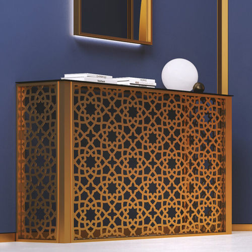 Moderner Konsolentisch - Orizzonte - LINVISIBILE - Holz / Glas / Gestell aus Metall