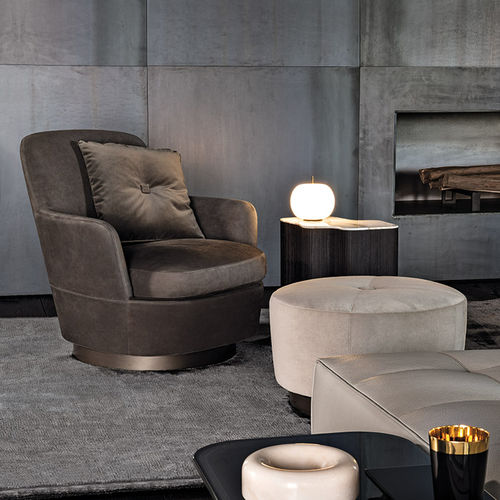 Moderner Sessel - JACQUES - Minotti - Leder / Stoff / Metall