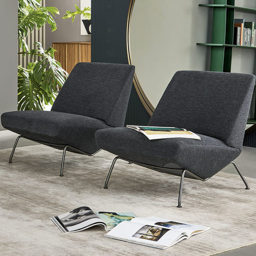 Moderner Kaminsessel - Sleek - BONALDO - Leder / Stoff / Metall