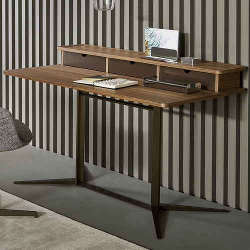 Moderner Sekretär - Nelson  - BONALDO - aus lackiertem Metall / Holzfurnier / Nussbaum