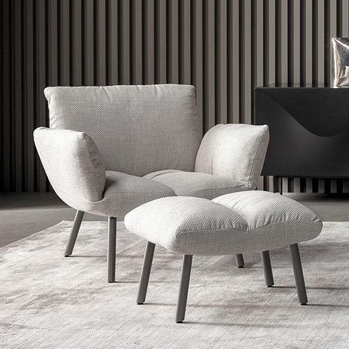 Moderner Sessel - Pil  - BONALDO - Leder / Stoff / mit Fußstütze