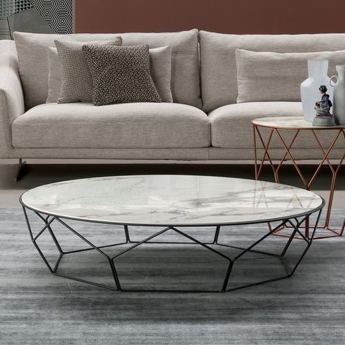 Moderner Couchtisch - Arbor - BONALDO - Glas / Keramik / Gestell aus gestrichenem Metall